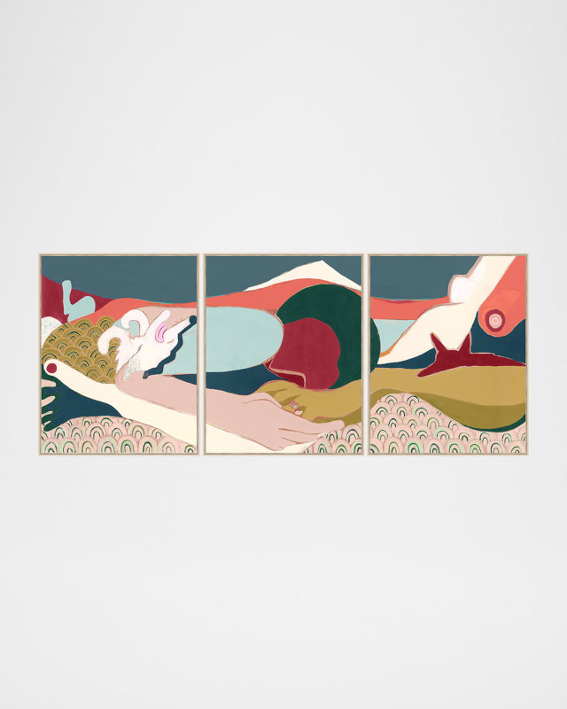 "Siesta IV" Set of 3 Framed Giclees by Athena Rose, 25.25" x 31.25"
